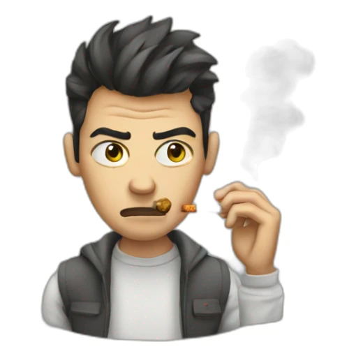 Smoker with smash eye and cigarette sticker