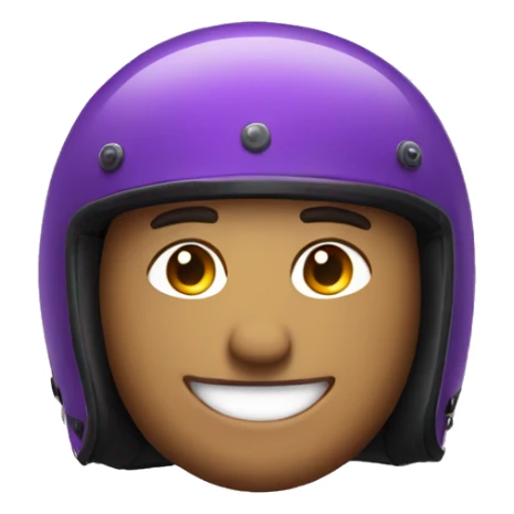 purple Motorcycle helmet with man with happy face sticker