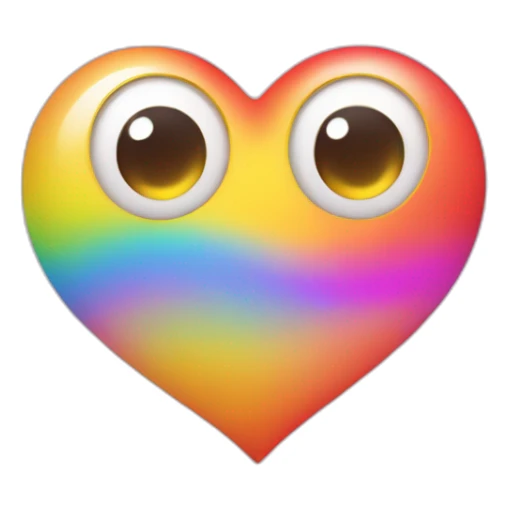 heart eyes emoji with rainbow hearts sticker