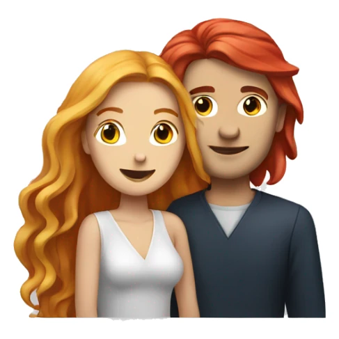 White Man with long hair hugging a white red hair woman sticker
