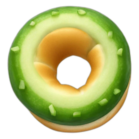 cucumber inserted through the hole of a bagel sticker