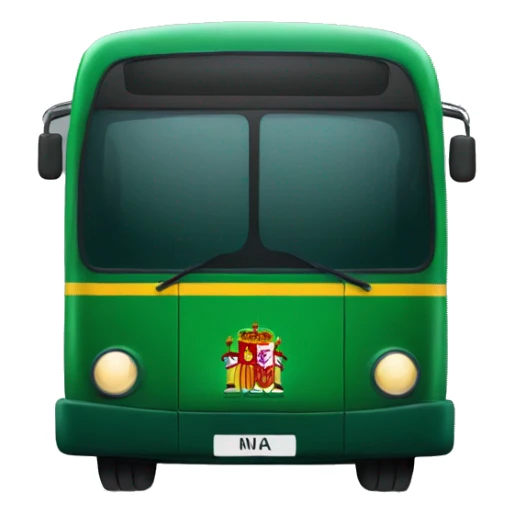 Dark green bus with a Spanish flag sticker