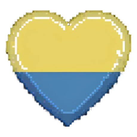 heart with yellow top and blue bottom sticker