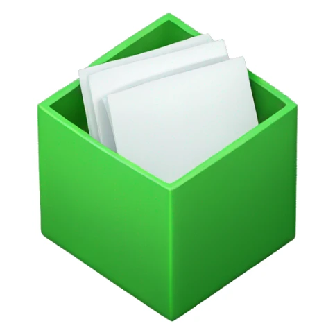 A white letter W in a green box 2D sticker