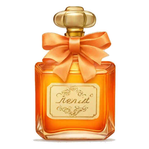 Vintage dainty orange perfume with ribbon bow  sticker