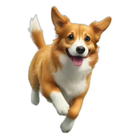 Duck tolling retriever corgi with green eyes jump in water sticker