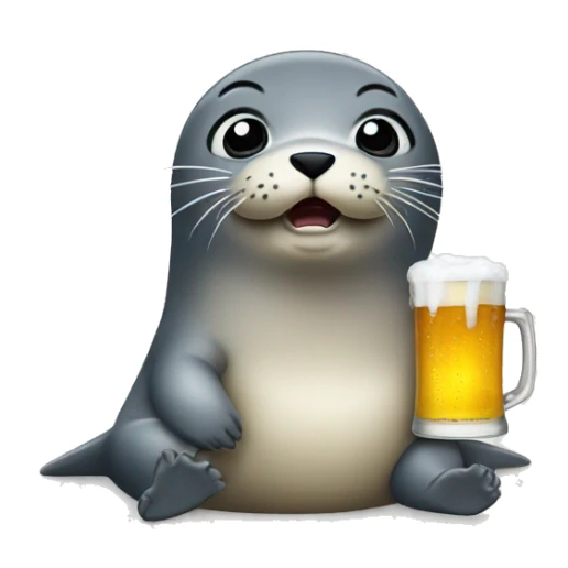 angry baby seal drinks beer sticker