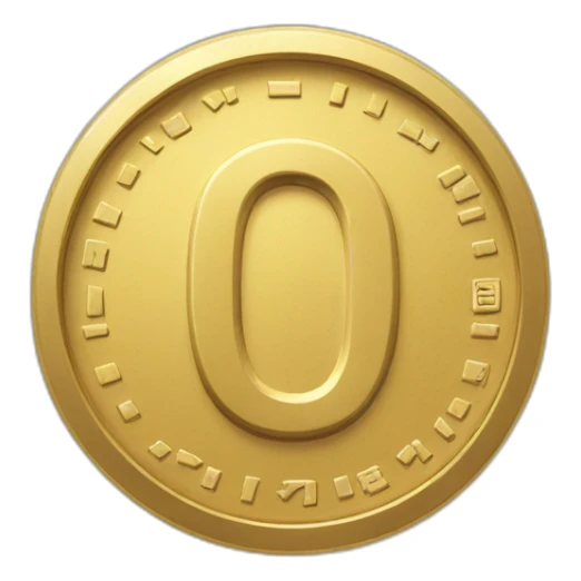 gold coin with "0" label in center sticker