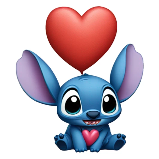 Stich con un corazón diciendo hola bombón sticker
