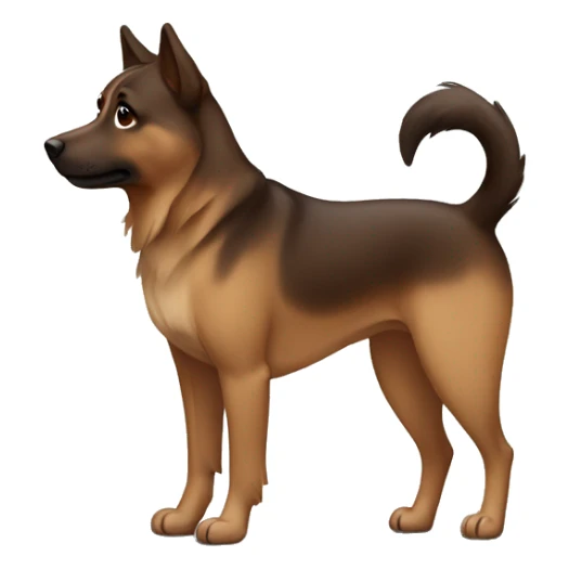 brown and dark brown Eurasian dog standing. His face and back is covered in dark brown spots sticker