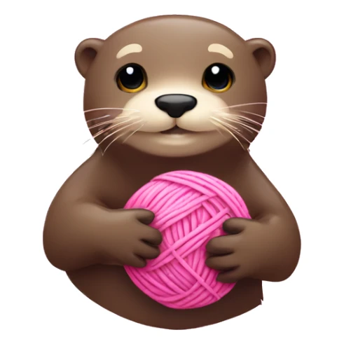 Otter ball of pink yarn in his hands sticker