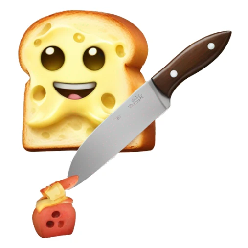 octopus using a knife to spread butter on a toast sticker