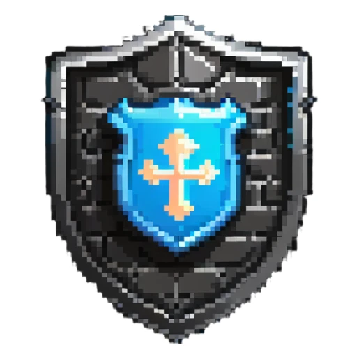 Shield badge with a menacing firewall symbol and glowing edges, cybersecurity theme sticker