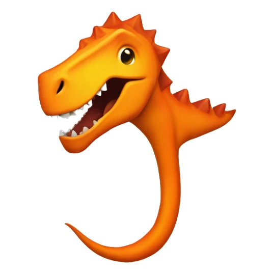 A dinosaur but orange with long tail, but burning at the end tip sticker