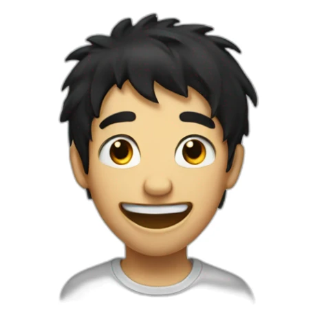 Sad and lonely but happy black hair laughing sticker