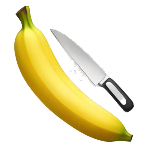 a banana being cut by a knife sticker
