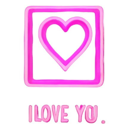 A pink neon sign that says I Love You sticker