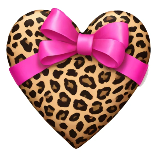 Leopard print heart with pink bow wrapped around sticker