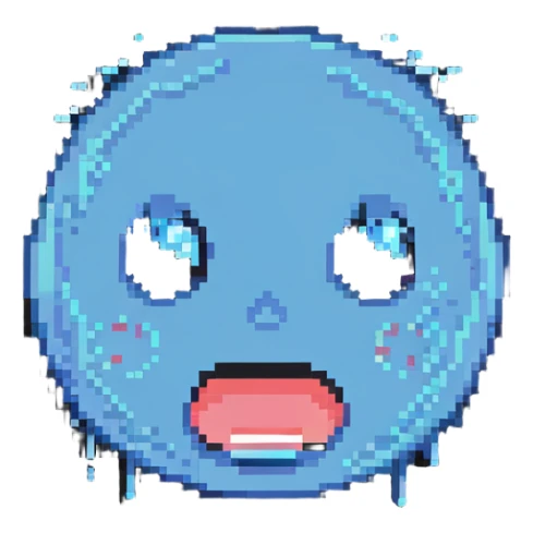 stressed face with sweat drops in pixel art style sticker