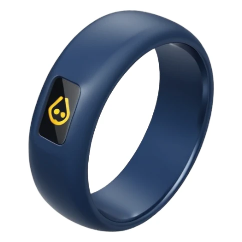 smart tech ring in #232952 (dark blue) color. Plain band with sensors visible inside sticker