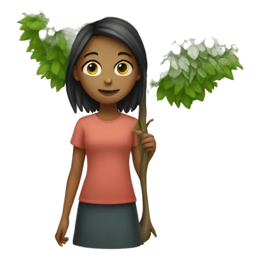 girl holding like tree sticker