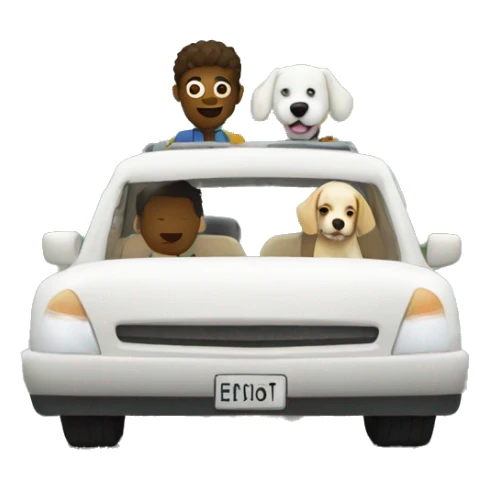 Road trip with two people and white dog in car sticker