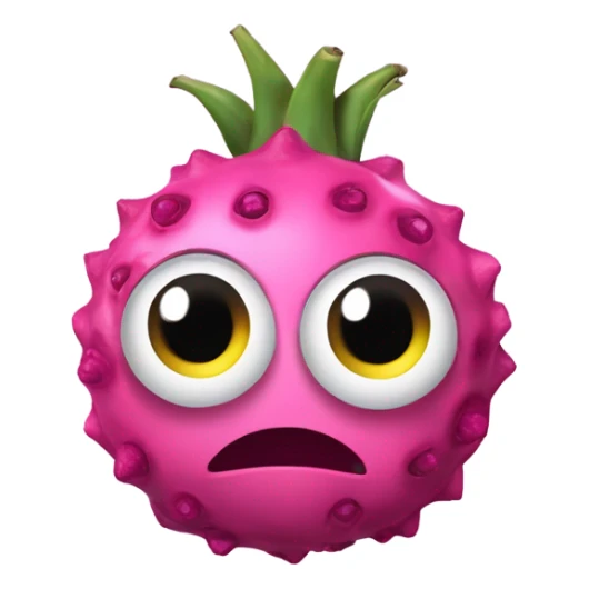 3D elegant pitagaya with surprised face and big shiny eyes 👀. one hand holds the mirror with its reflection 🪞 sticker