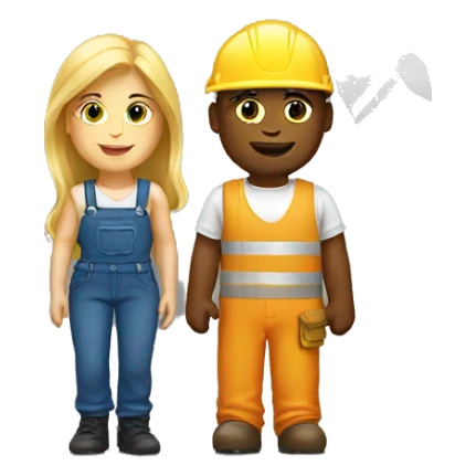 blonde woman and white redhead construction guy sticker