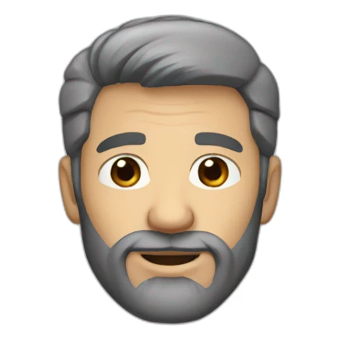 Man with dark gray hair, short beard, brown eyes sticker