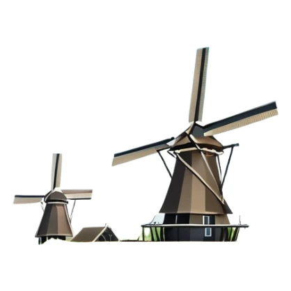 cinematic-realistic-kinderdijk-windmills-landmark-emoji,-showcasing-traditional-dutch-windmills-aligned-along-a-tranquil-canal,-with-lush-green-fields in a picture frame sticker