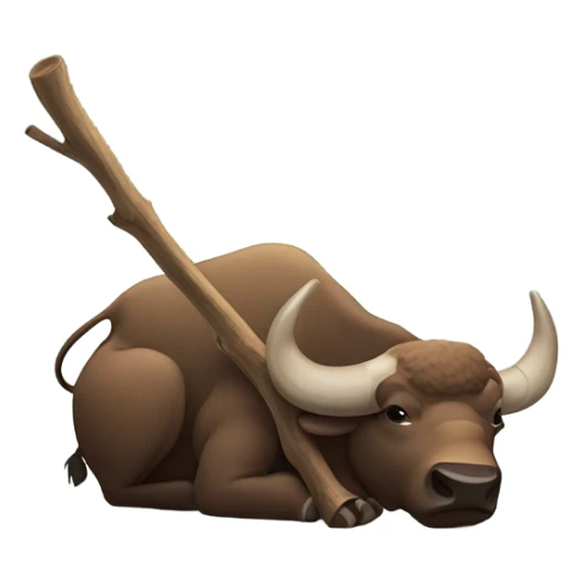 Buffalo with a big stick on its belly sticker