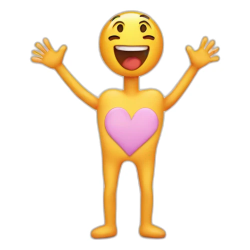 Heart with a hand-drawn face and arms and legs coming out of it sticker