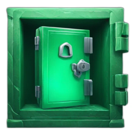 open safe in the middle of the emerald sticker