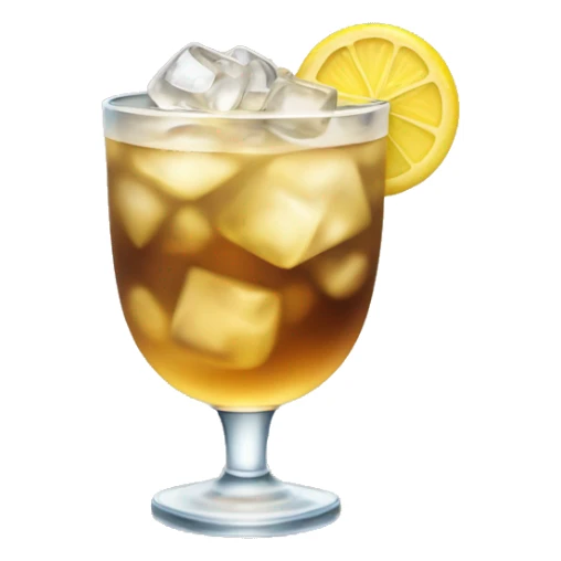 a longdrink cocktail with a brown color on the bottom and a light yellow color on the top, full ice  sticker