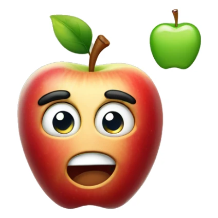 apple emoji pointing pointer finger at his head with a smug look on his face sticker