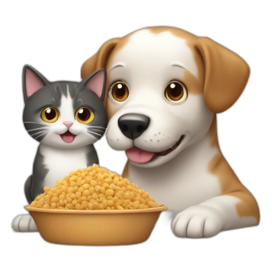 Happy dog and cat feeding sticker