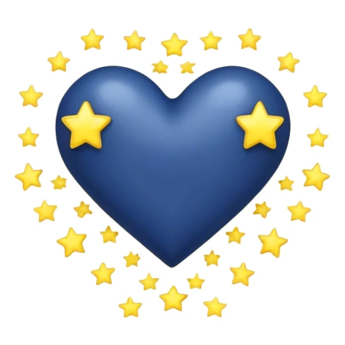 Dark blue heart with light yellow stars around  sticker