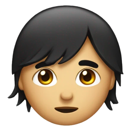 emoji with black hair covering on eye  sticker