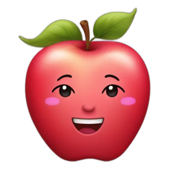 smiling red apple wearing a pink dress sticker