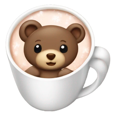 Baby bear inside of a cup of hot cocoa ￼ sticker