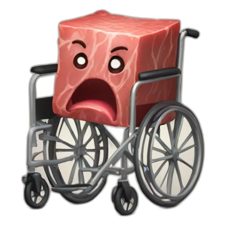 Sad meat cube angry blood big wheelchair sticker