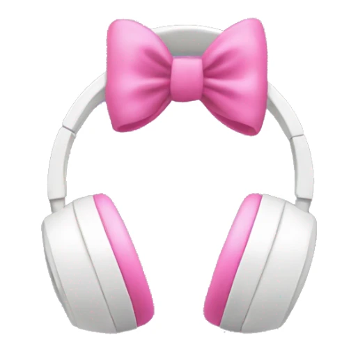 White headphones with pink bow sticker