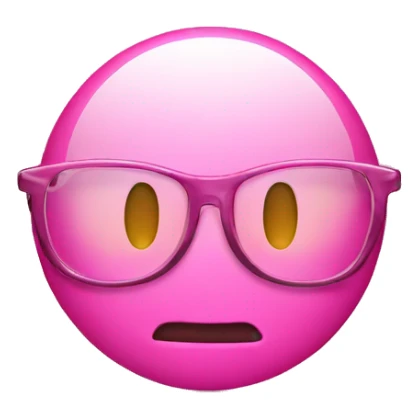 Pink round emoji smiley with glasses and bow on top  sticker
