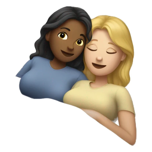 Two Caucasian women cuddling in bed sticker