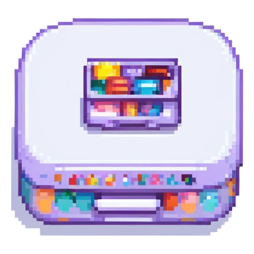 cosmetics, makeup items, beauty products, pixel art style sticker