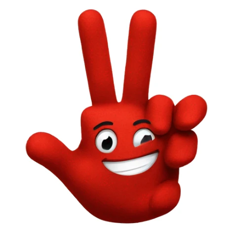 two fingers and thumb emoji, wearing red fingerless gloves sticker