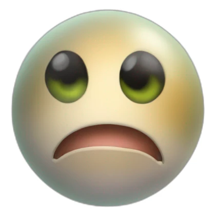 3d sphere with a cartoon Cod skin texture with big thoughtful eyes sticker