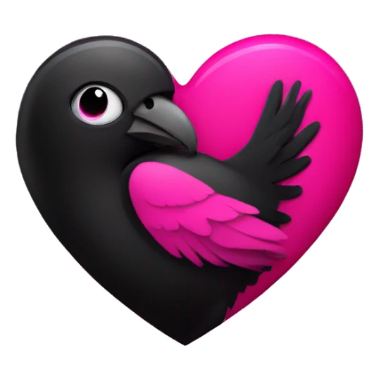 Black heart with hot pink raven inside of heart sticker