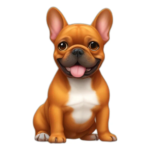 french bulldog dog old cheerful fat  dark orange same color sticker