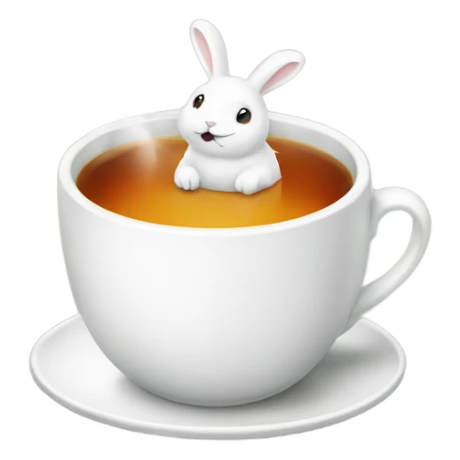 Cup of hot tea with white rabbits  sticker